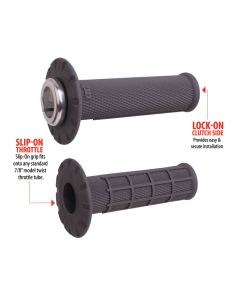 Half Waffle Universal Lock-On Grip Set Graphite/Silver