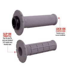 Half Waffle Universal Lock-On Grip Set Grey-Soft/Black